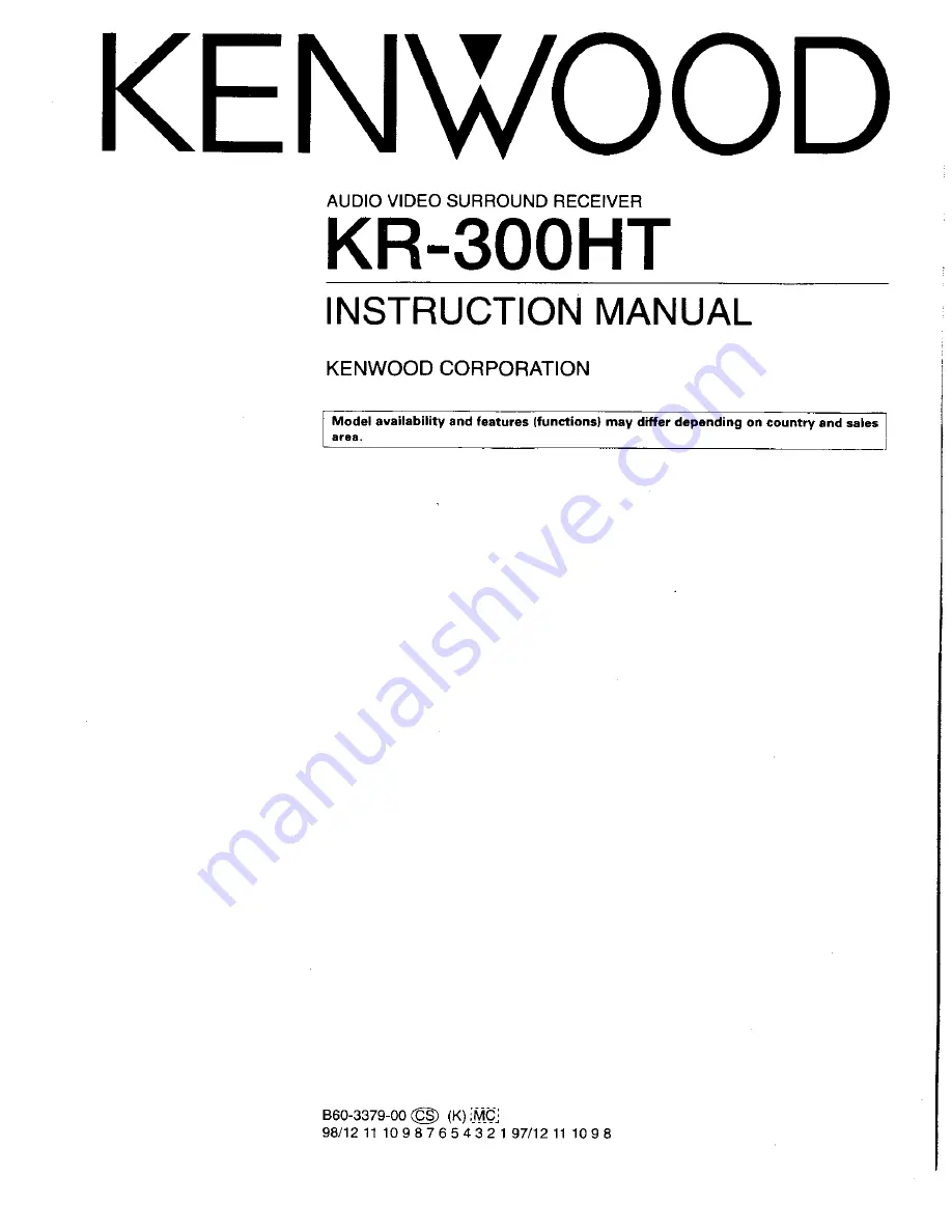 Kenwood KR-300HT Instruction Manual Download Page 1