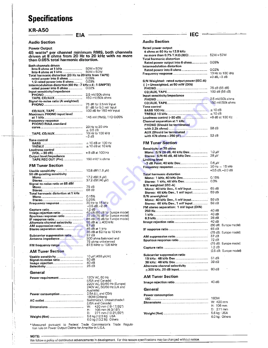 Kenwood KR-A30 Instruction Manual Download Page 10