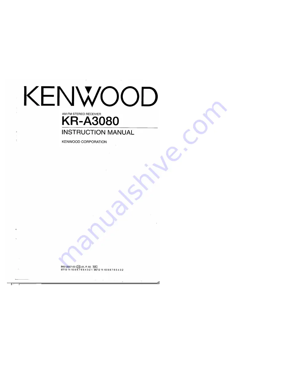 Kenwood KR-A3080 Instruction Manual Download Page 1