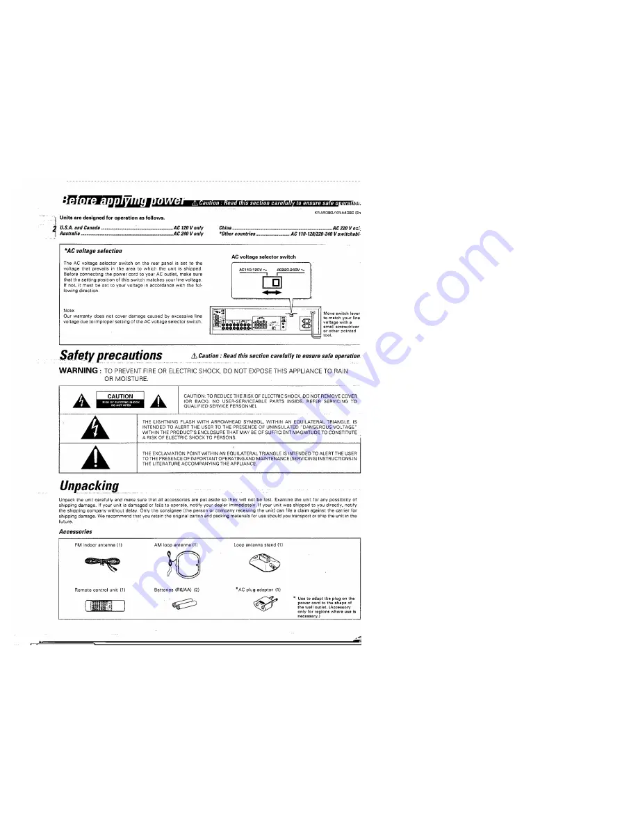 Kenwood KR-A4080 Скачать руководство пользователя страница 2