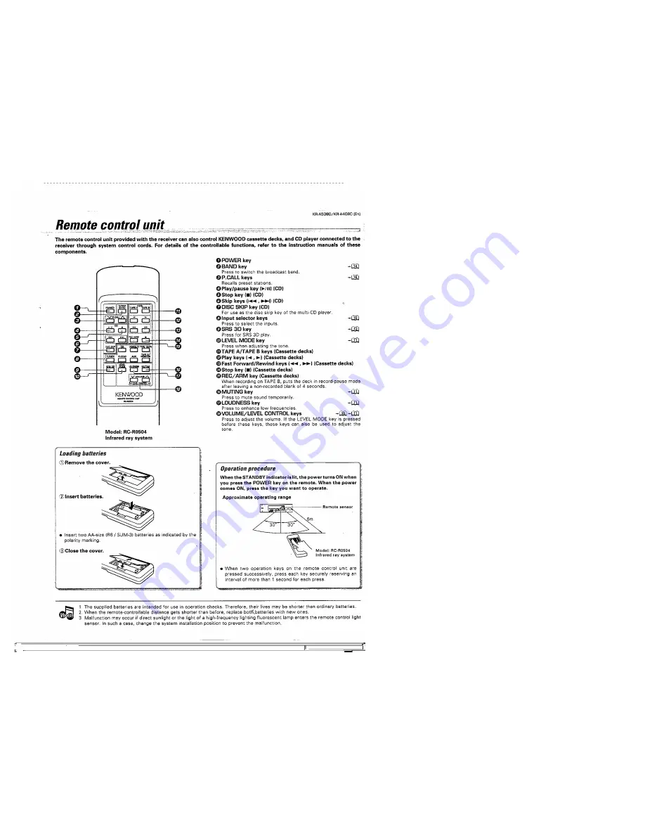 Kenwood KR-A4080 Скачать руководство пользователя страница 9