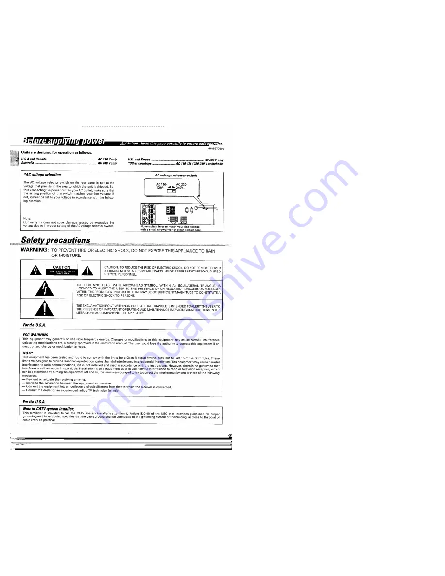 Kenwood KR-V5570 Instruction Manual Download Page 2