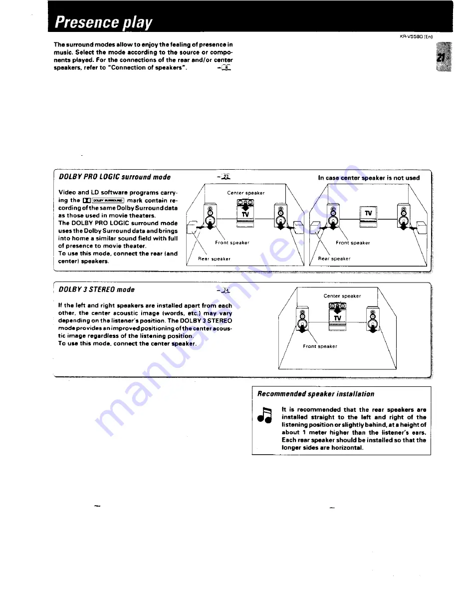 Kenwood KR-V5580 Скачать руководство пользователя страница 21