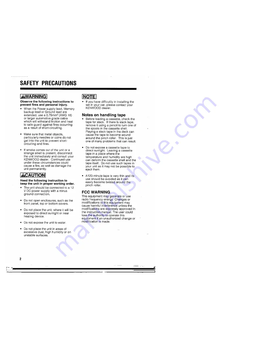 Kenwood KRC-140 Instruction Manual Download Page 2