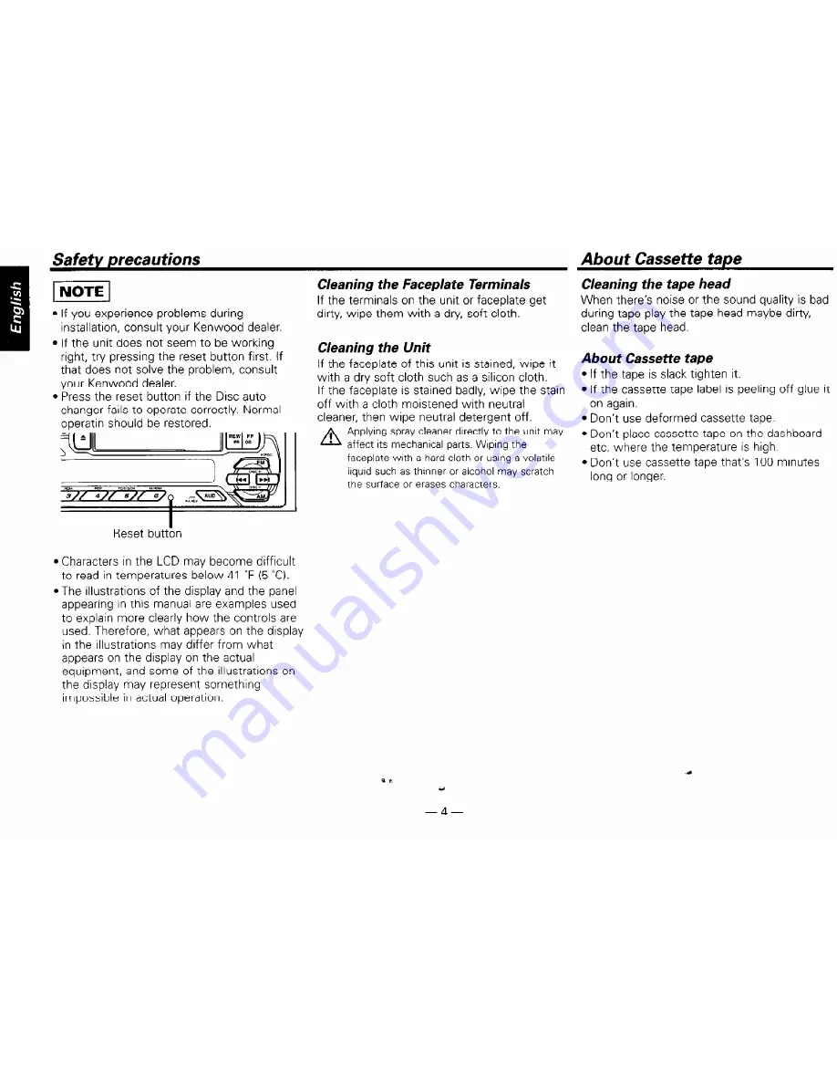 Kenwood KRC-225 Nstruction Manual Download Page 4