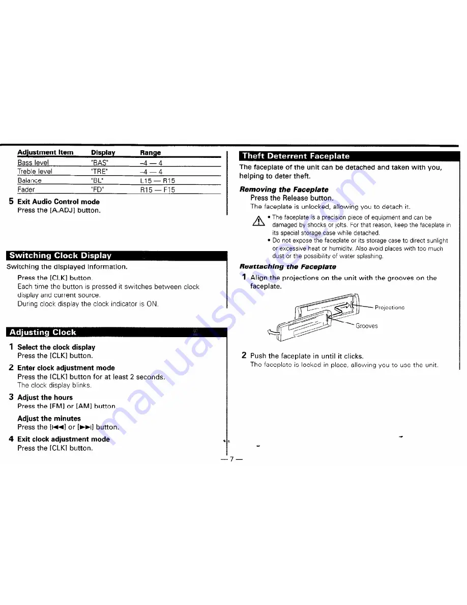 Kenwood KRC-225 Nstruction Manual Download Page 7