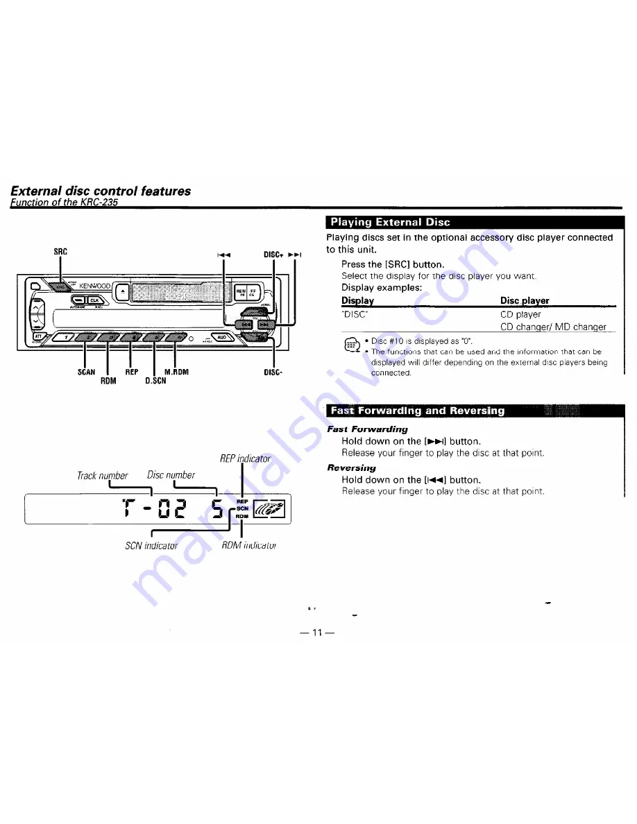 Kenwood KRC-225 Nstruction Manual Download Page 11