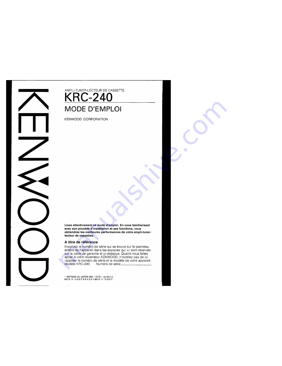 Kenwood KRC-240 Instruction Manual Download Page 19