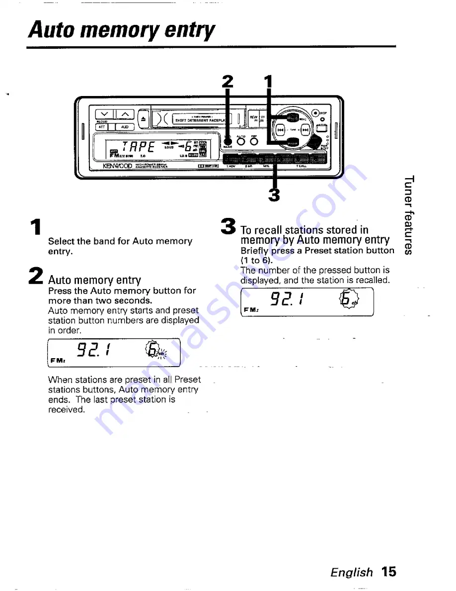 Kenwood KRC-301 Instruction Manual Download Page 15