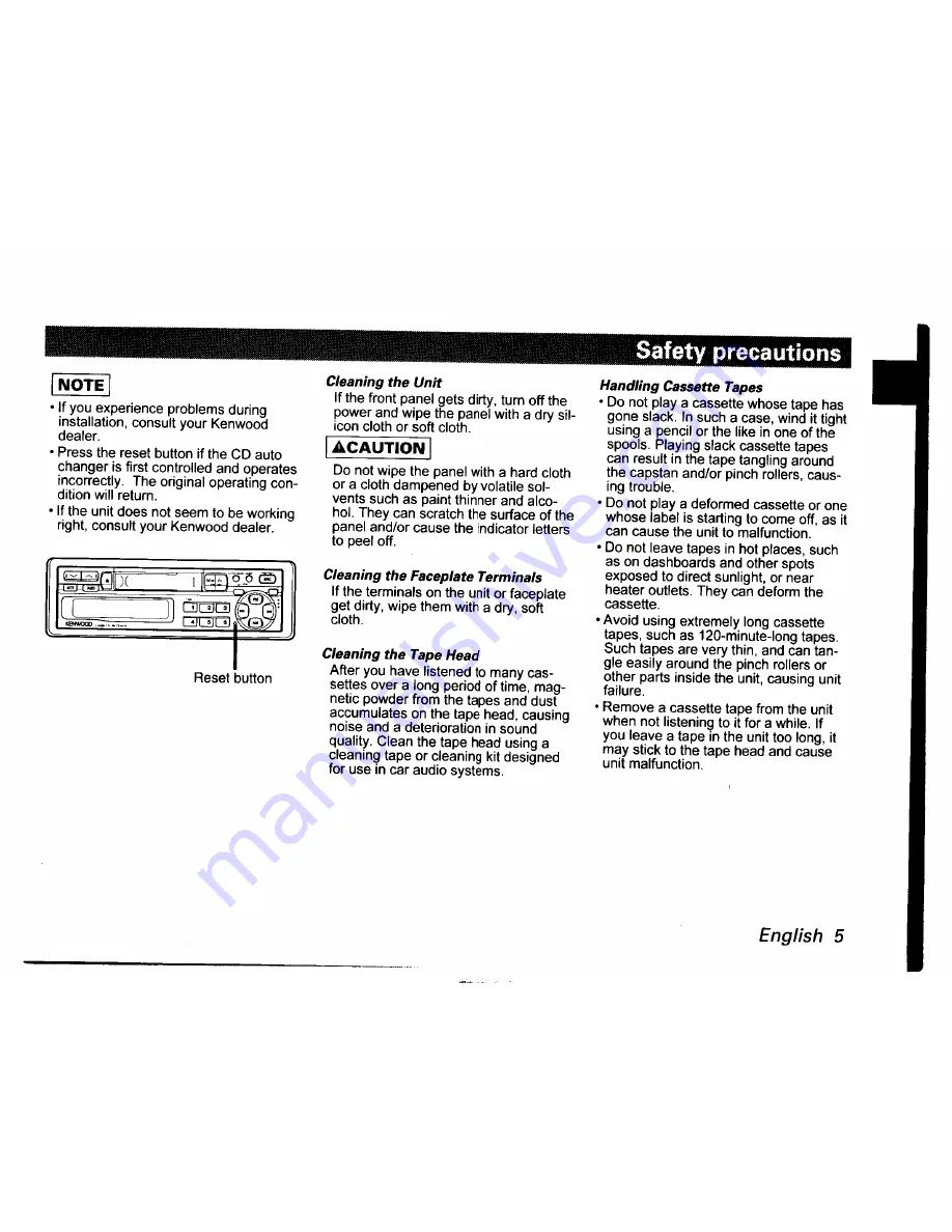 Kenwood KRC-302 Instruction Manual Download Page 5