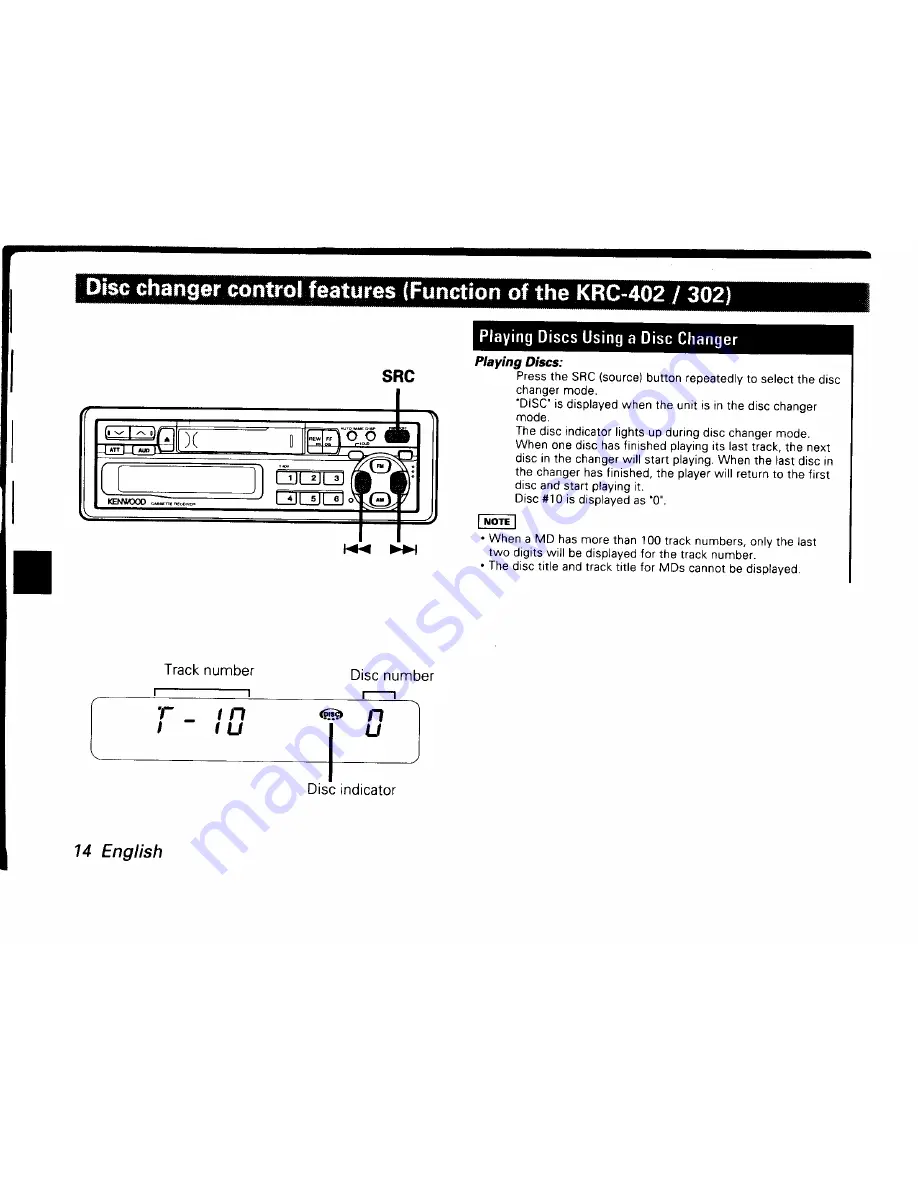 Kenwood KRC-302 Instruction Manual Download Page 14