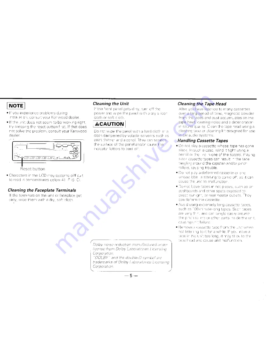 Kenwood KRC-307S Instruction Manual Download Page 5