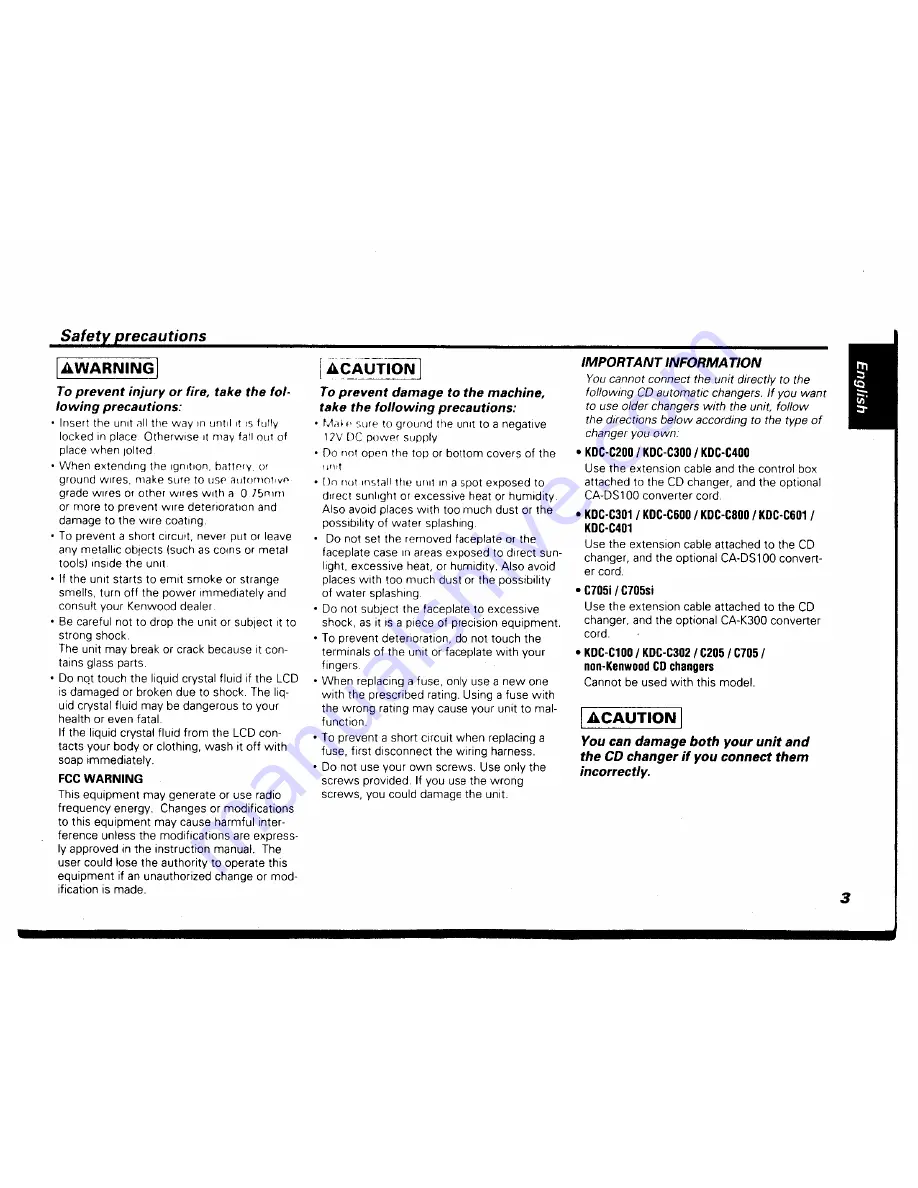 Kenwood KRC-403 Instruction Manual Download Page 3