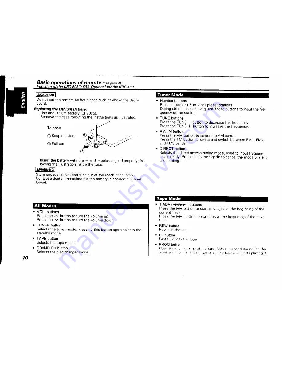 Kenwood KRC-403 Instruction Manual Download Page 10