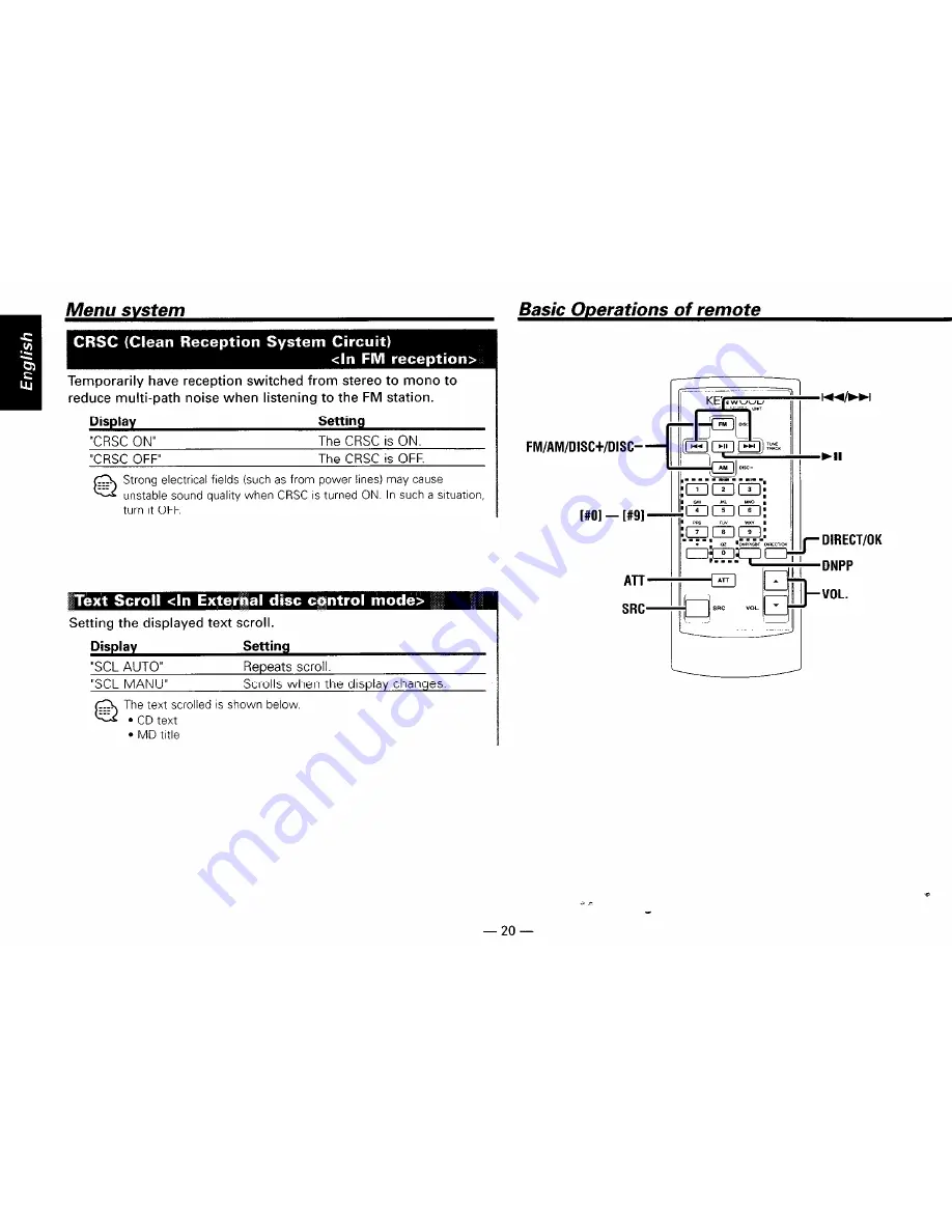 Kenwood KRC-435 Instruction Manual Download Page 20