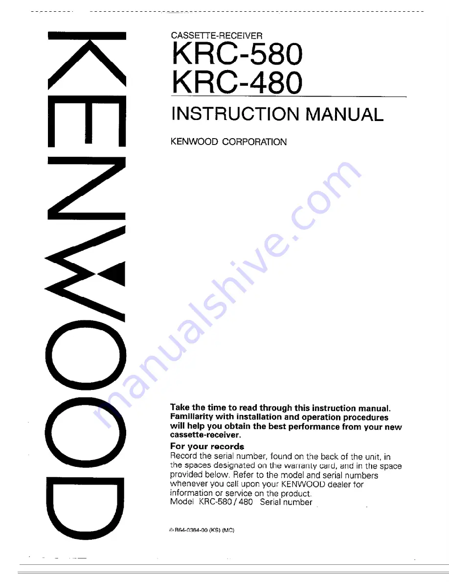 Kenwood KRC-480 Instruction Manual Download Page 1