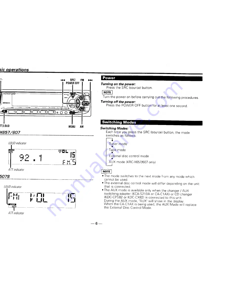 Kenwood KRC-507S Instruction Manual Download Page 6