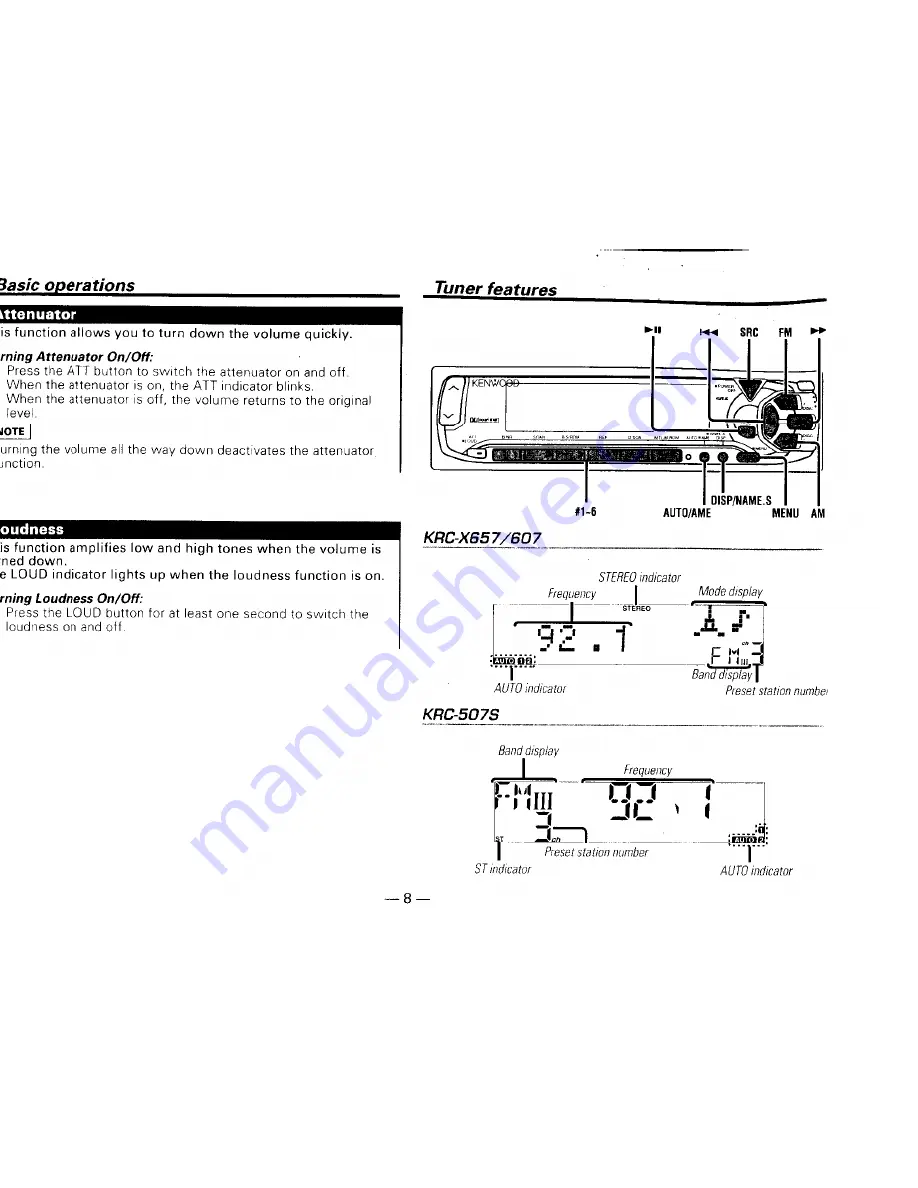 Kenwood KRC-507S Instruction Manual Download Page 8