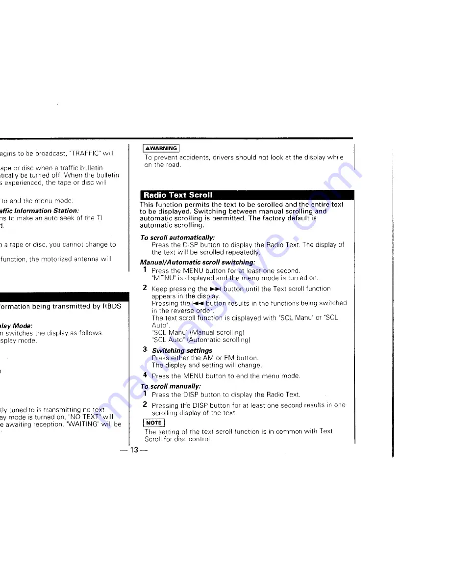 Kenwood KRC-507S Instruction Manual Download Page 13