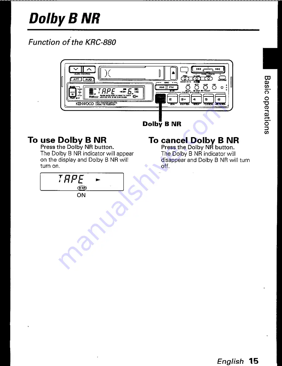 Kenwood KRC-880 Instruction Manual Download Page 15