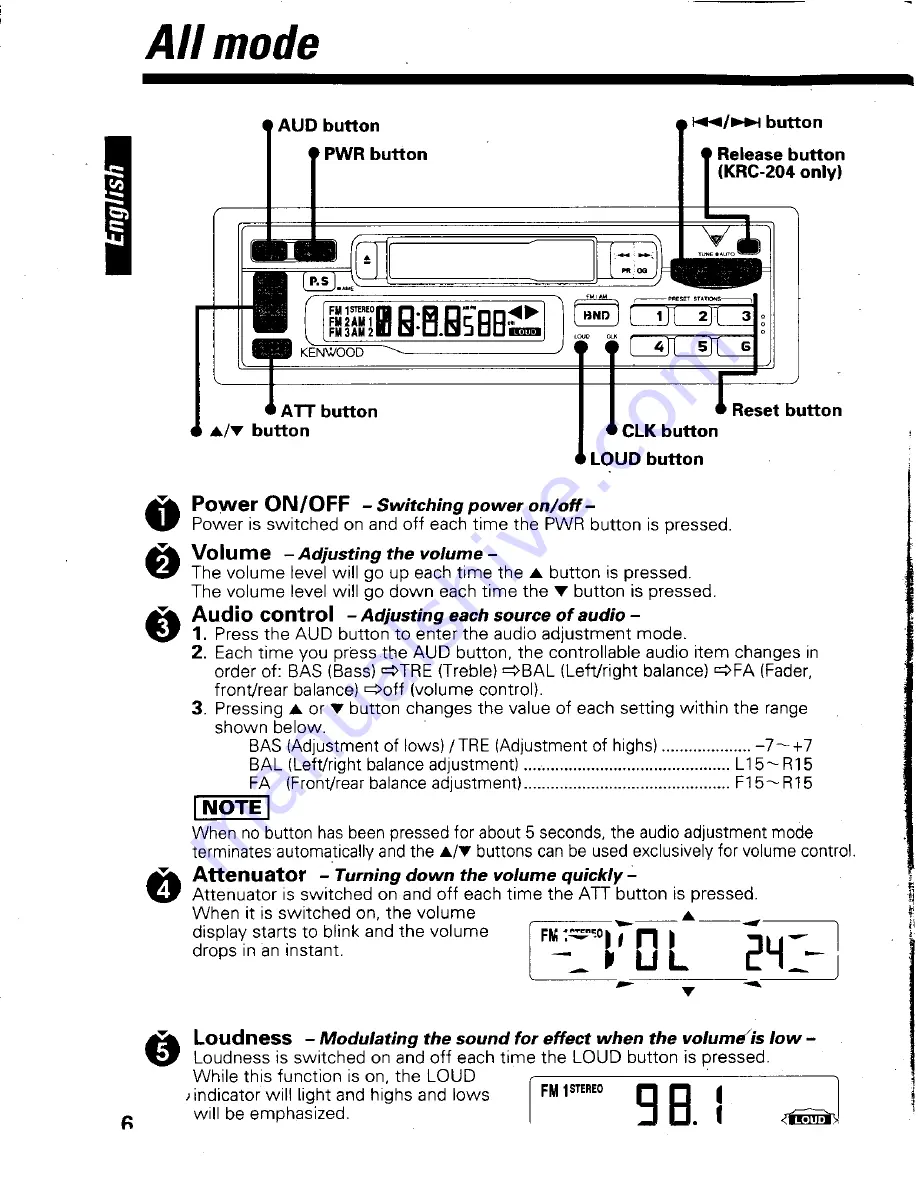 Kenwood KRC-S15 Instruction Manual Download Page 6