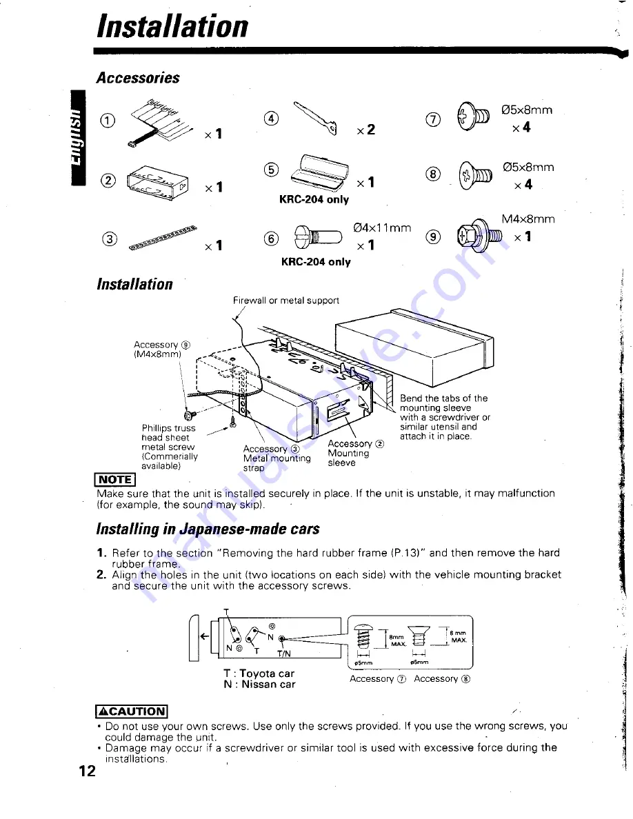 Kenwood KRC-S15 Instruction Manual Download Page 12