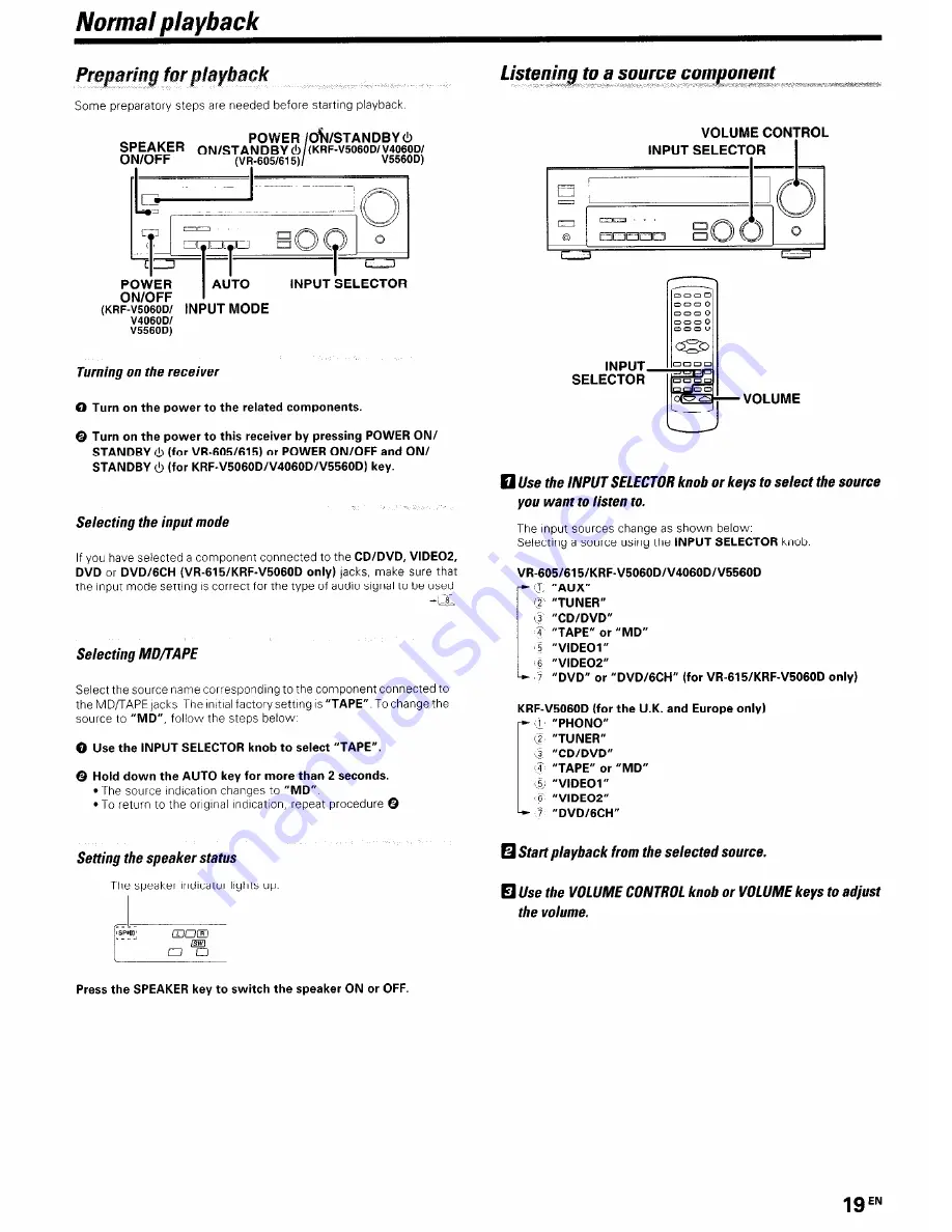 Kenwood KRF-V4060D Скачать руководство пользователя страница 19