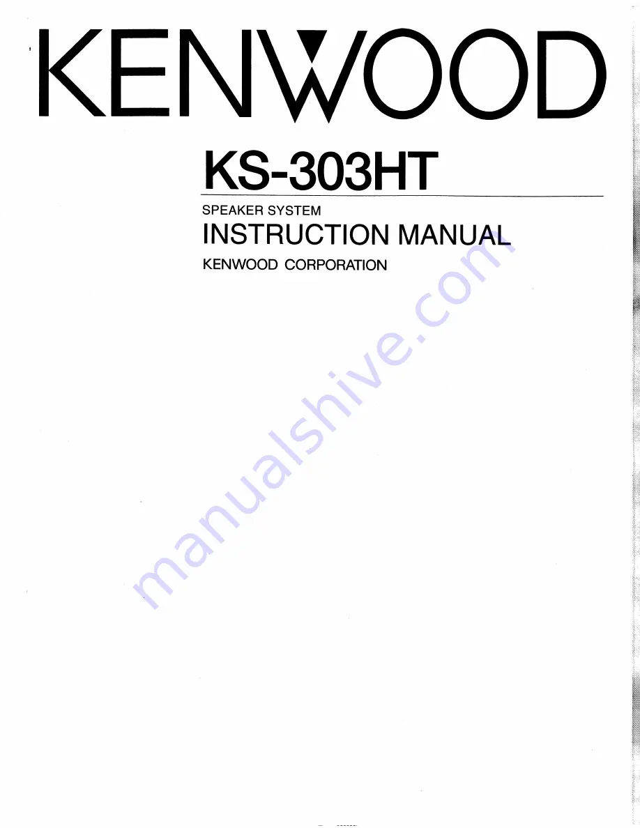 Kenwood KS-303HT Скачать руководство пользователя страница 1