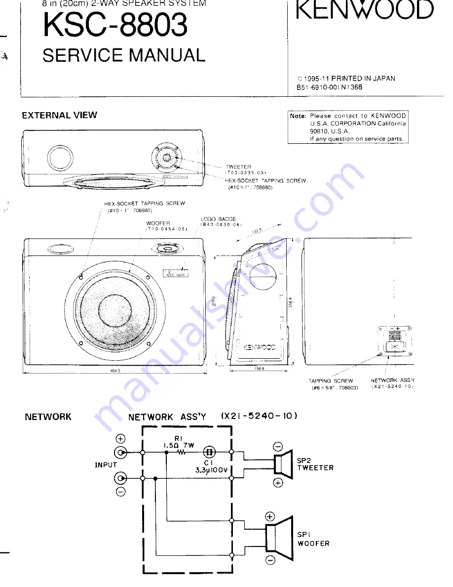 Kenwood KSC-8803 Service Manual Download Page 1