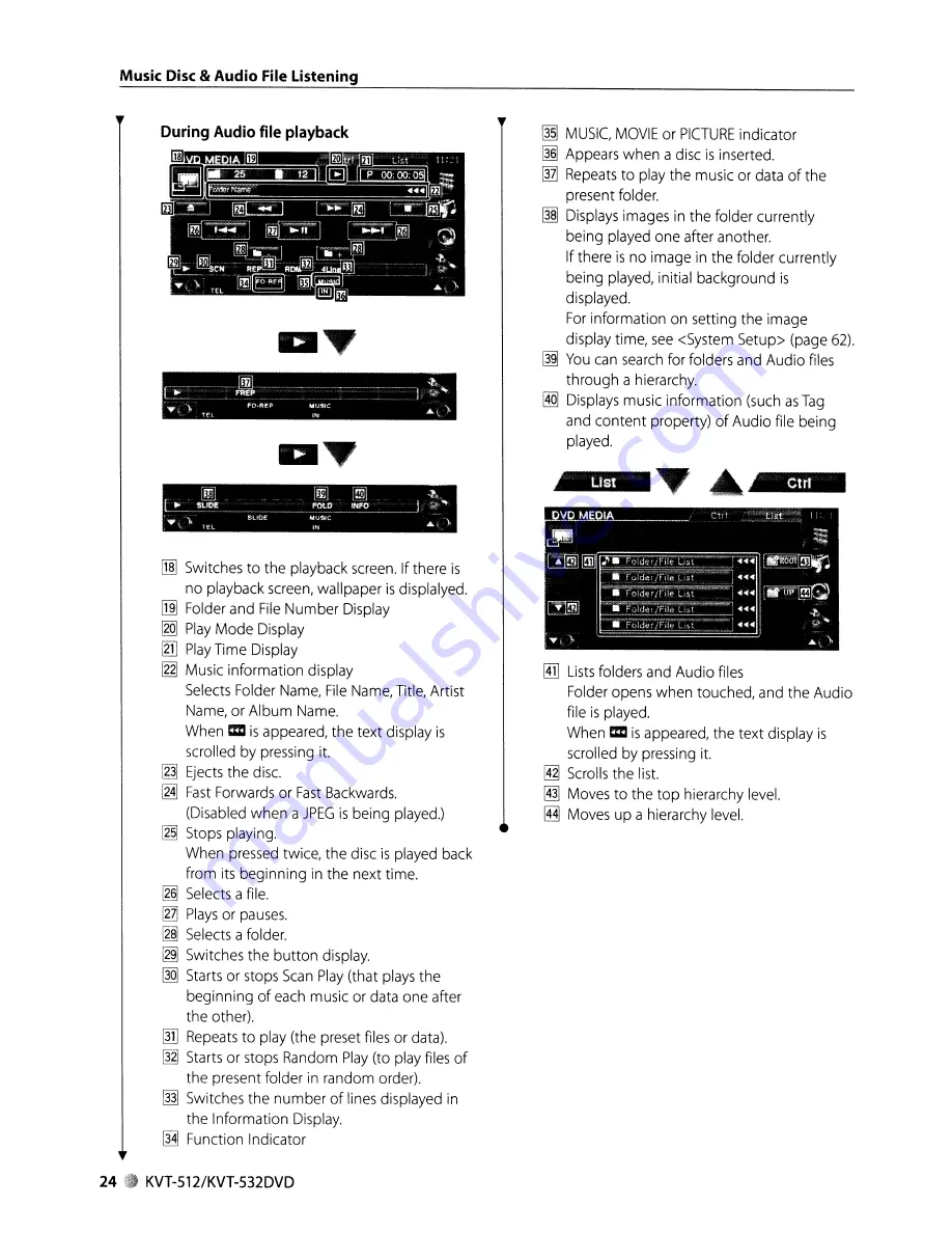 Kenwood KVT-512 Instruction Manual Download Page 24