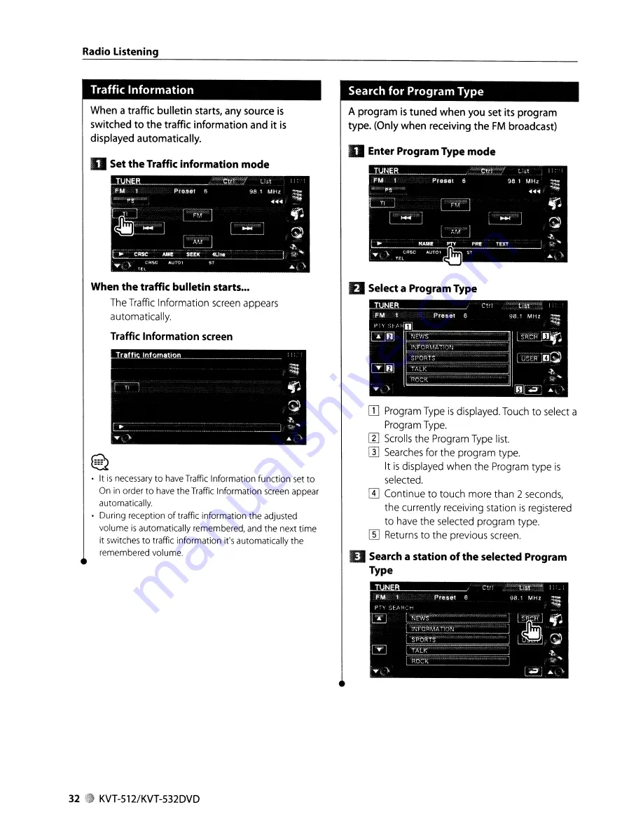 Kenwood KVT-512 Instruction Manual Download Page 32