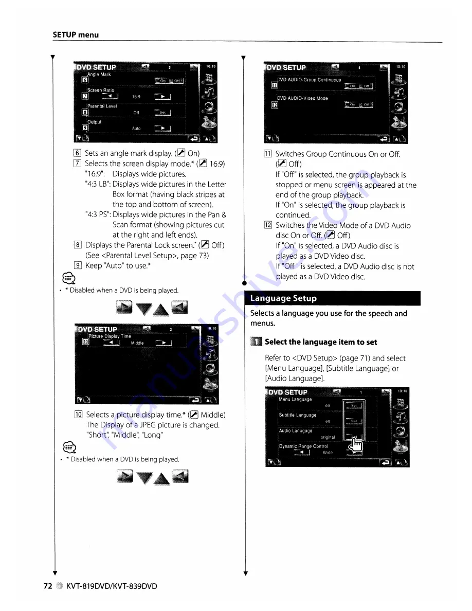 Kenwood KVT-819DVD Instruction Manual Download Page 72