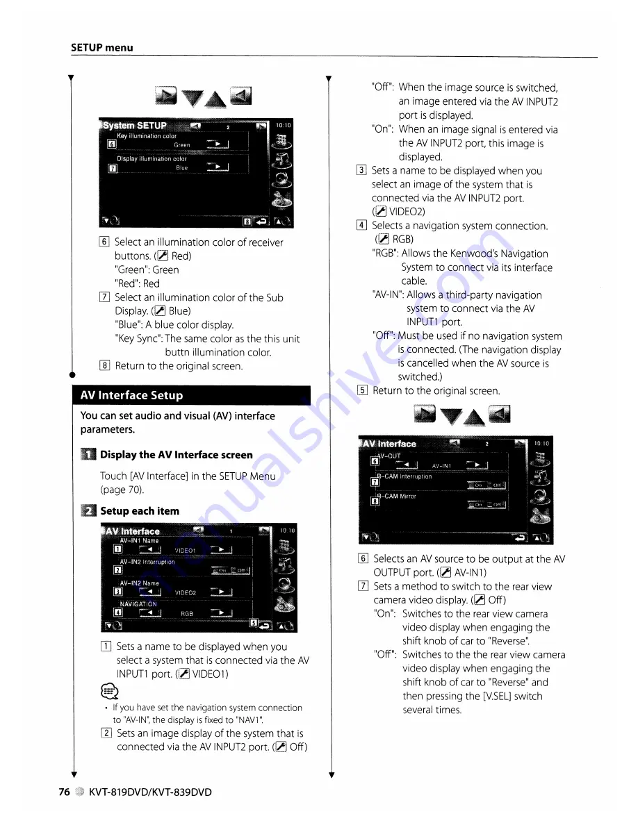 Kenwood KVT-819DVD Instruction Manual Download Page 76