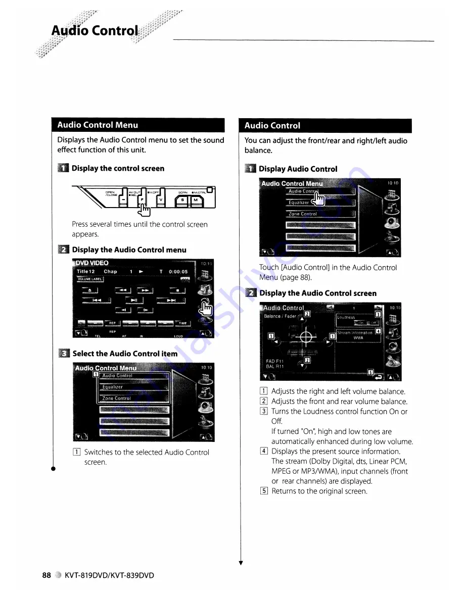 Kenwood KVT-819DVD Instruction Manual Download Page 88