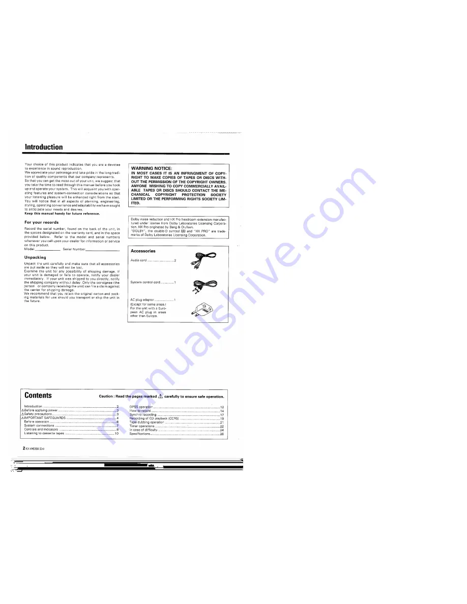 Kenwood KX-W6050 Instruction Manual Download Page 2