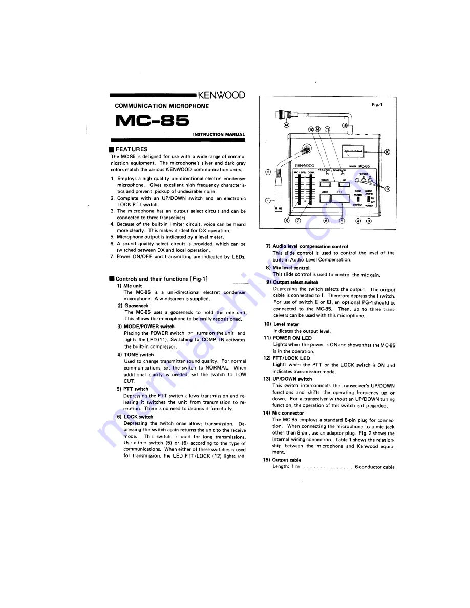 Kenwood MC-85 Скачать руководство пользователя страница 1