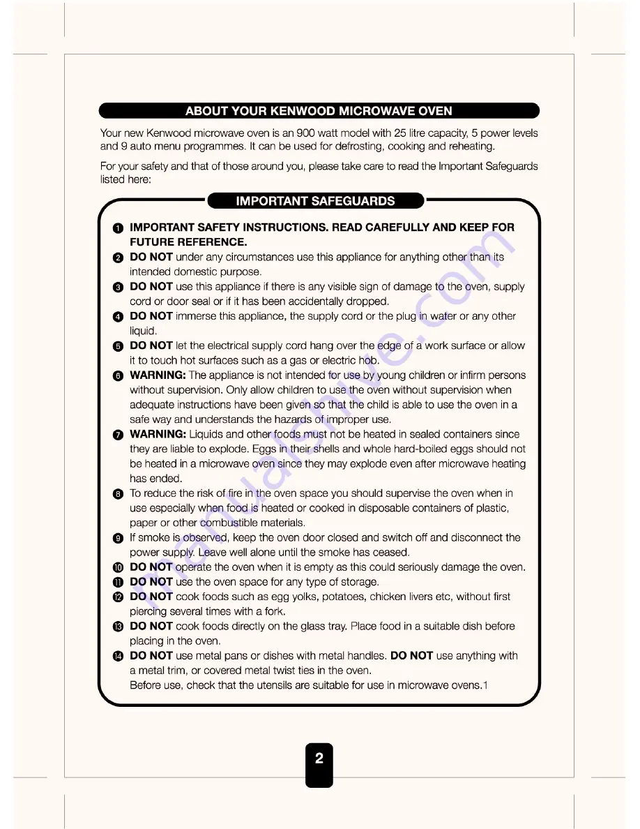 Kenwood MW570 series User Manual Download Page 2