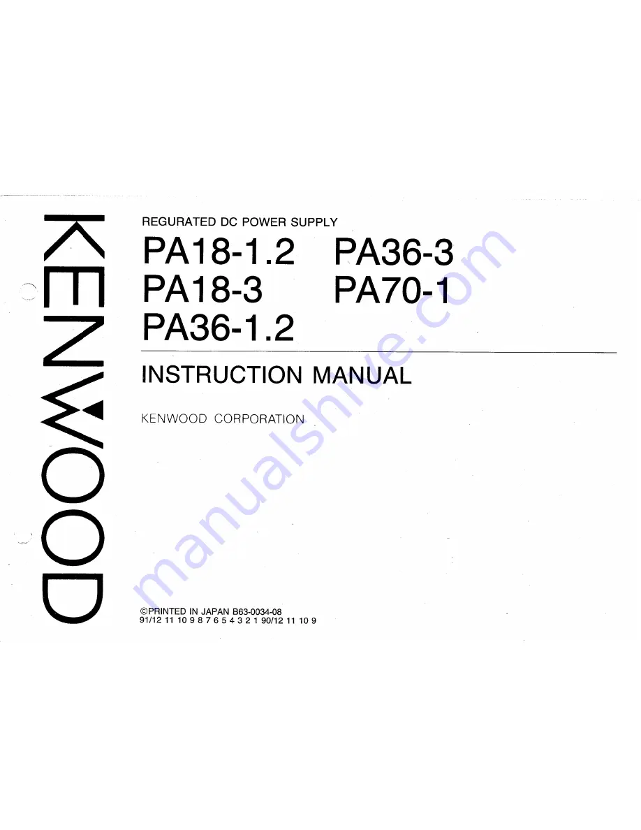 Kenwood PA18-1.2 Скачать руководство пользователя страница 1