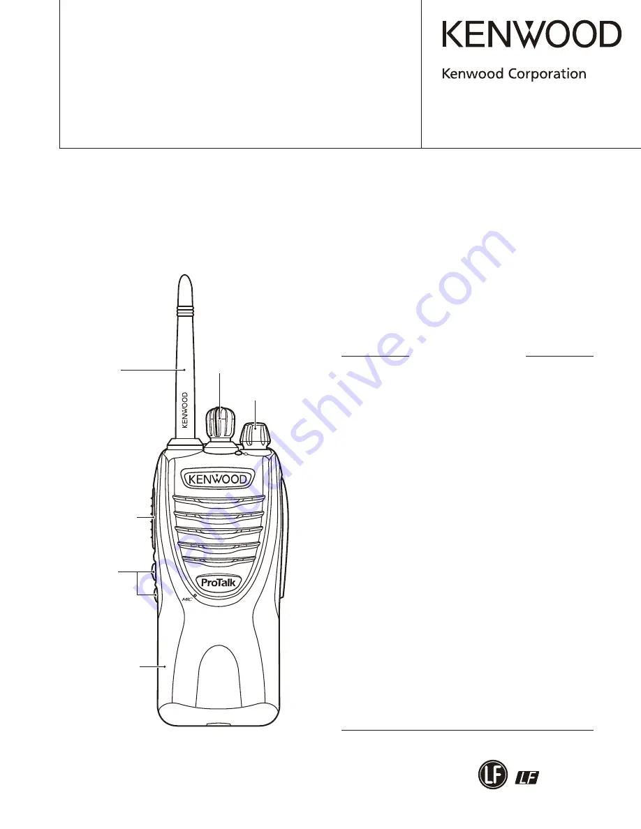 Kenwood ProTalk TK-3301 Скачать руководство пользователя страница 1