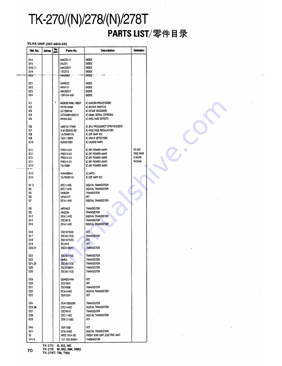 Kenwood T-270 Service Manual Download Page 70