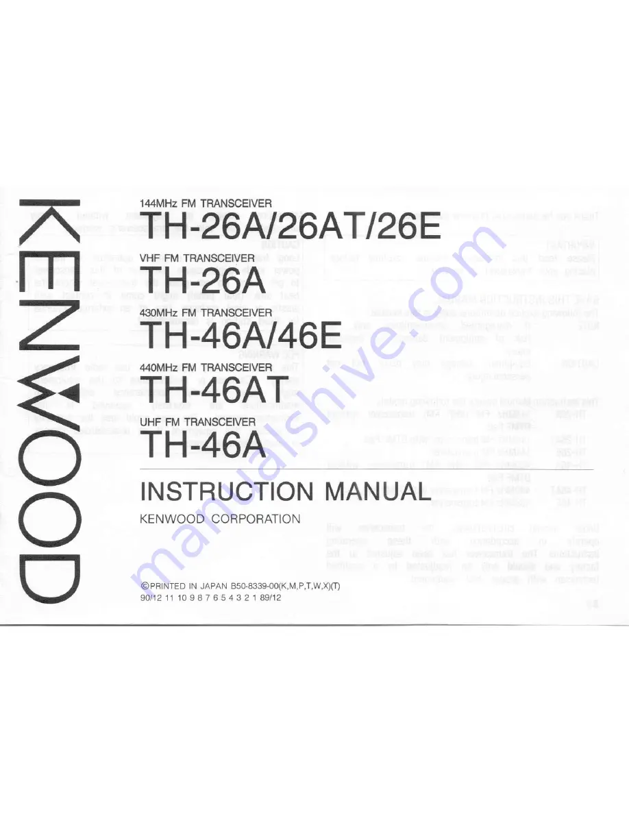 Kenwood TH-26A Instruction Manual Download Page 1