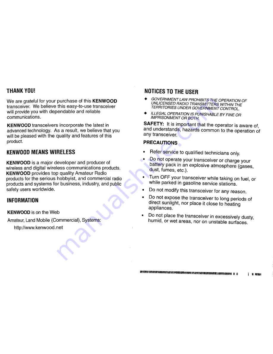 Kenwood TK-3101 (UHF) Instruction Manual Download Page 3