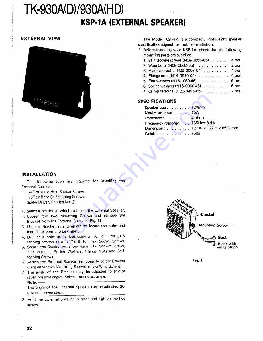 Kenwood TK-930A Service Manual Download Page 92