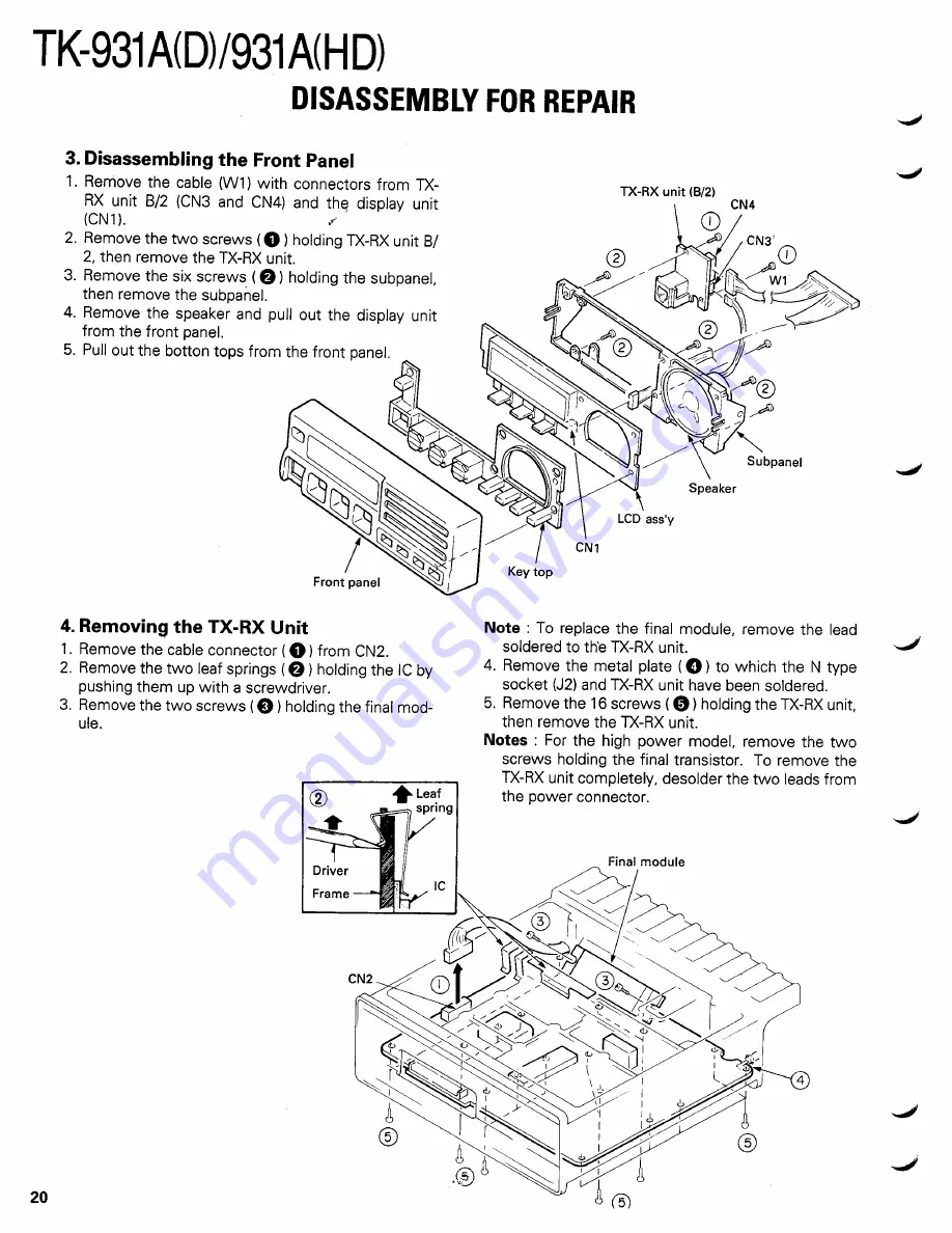 Kenwood TK-931A Service Manual Download Page 20