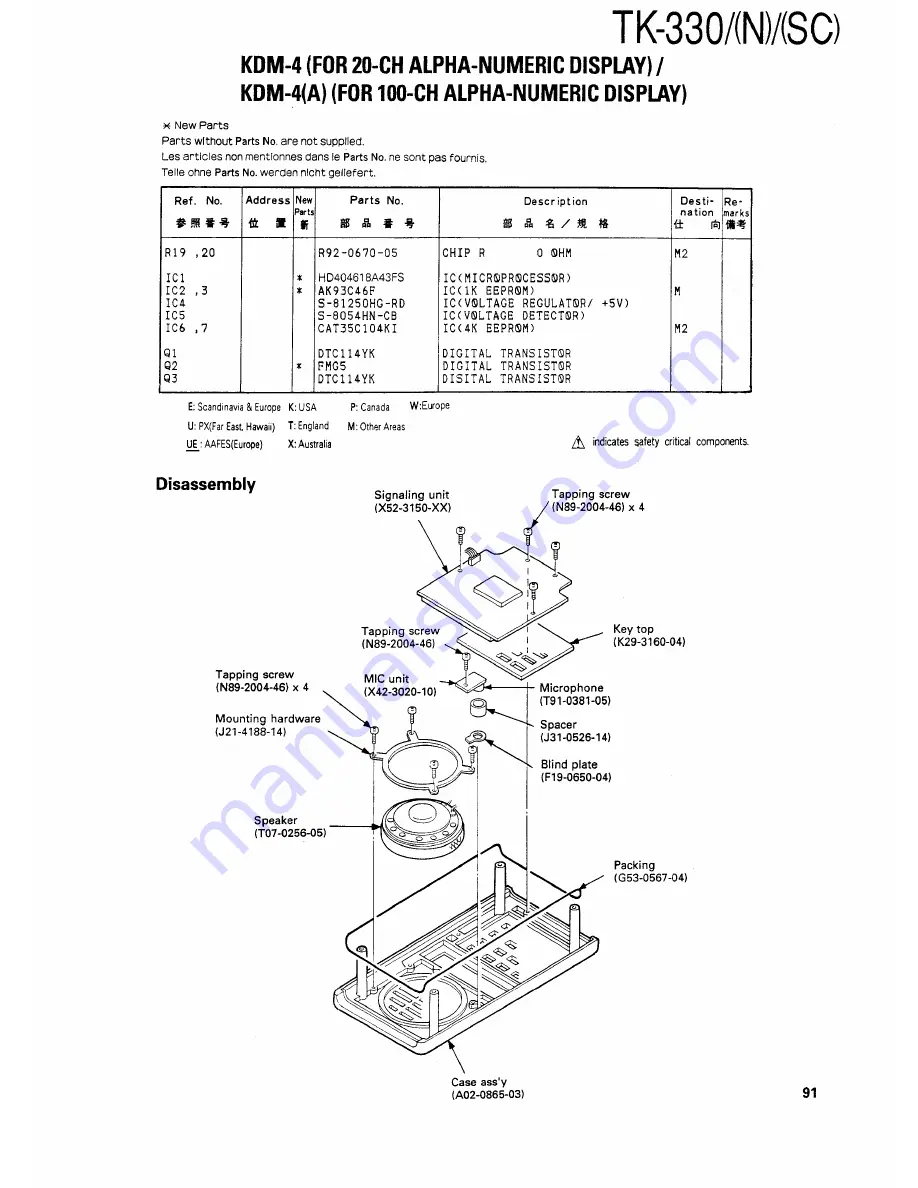 Kenwood TK330 Service Manual Download Page 91