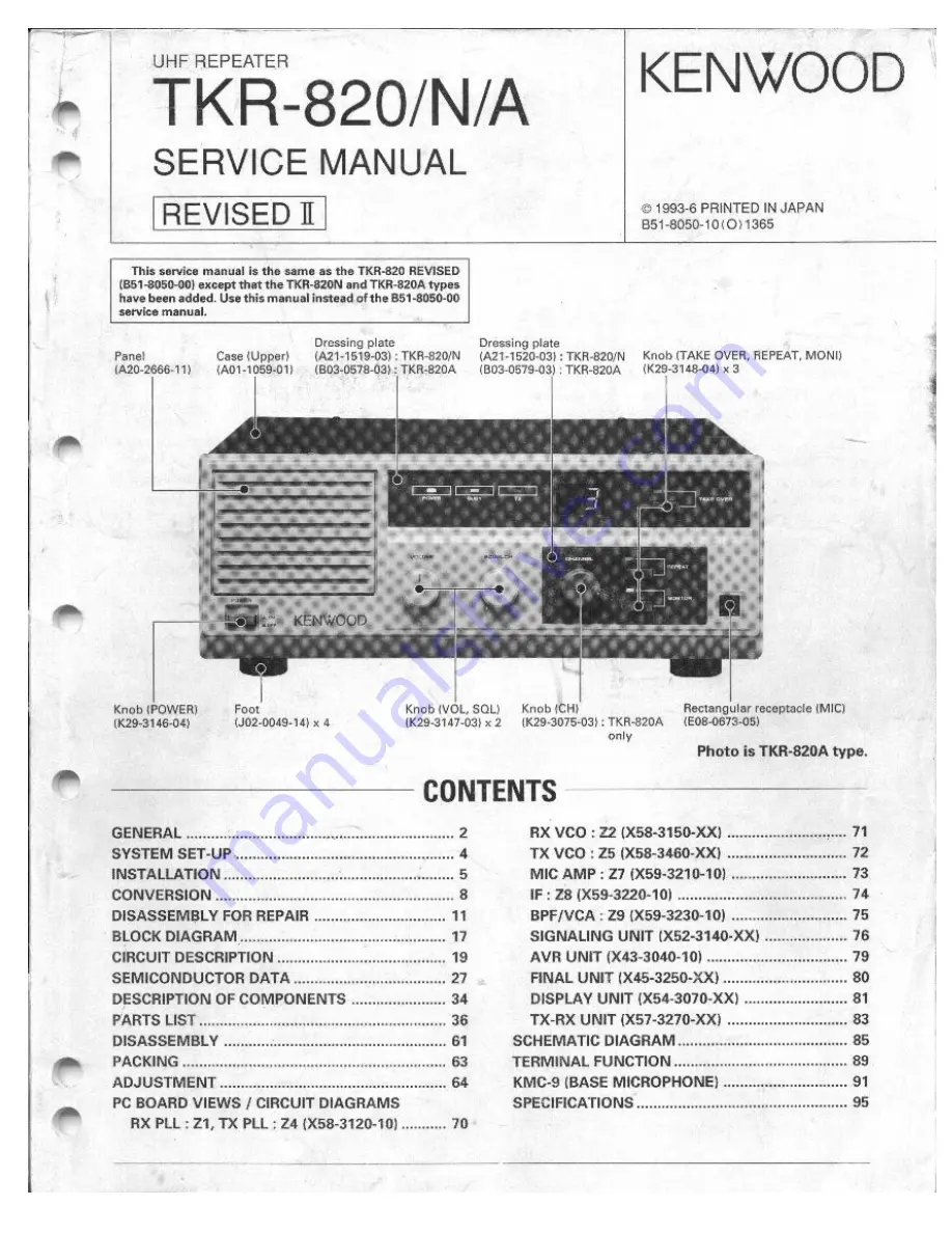 Kenwood TKR-820 Service Manual Download Page 1