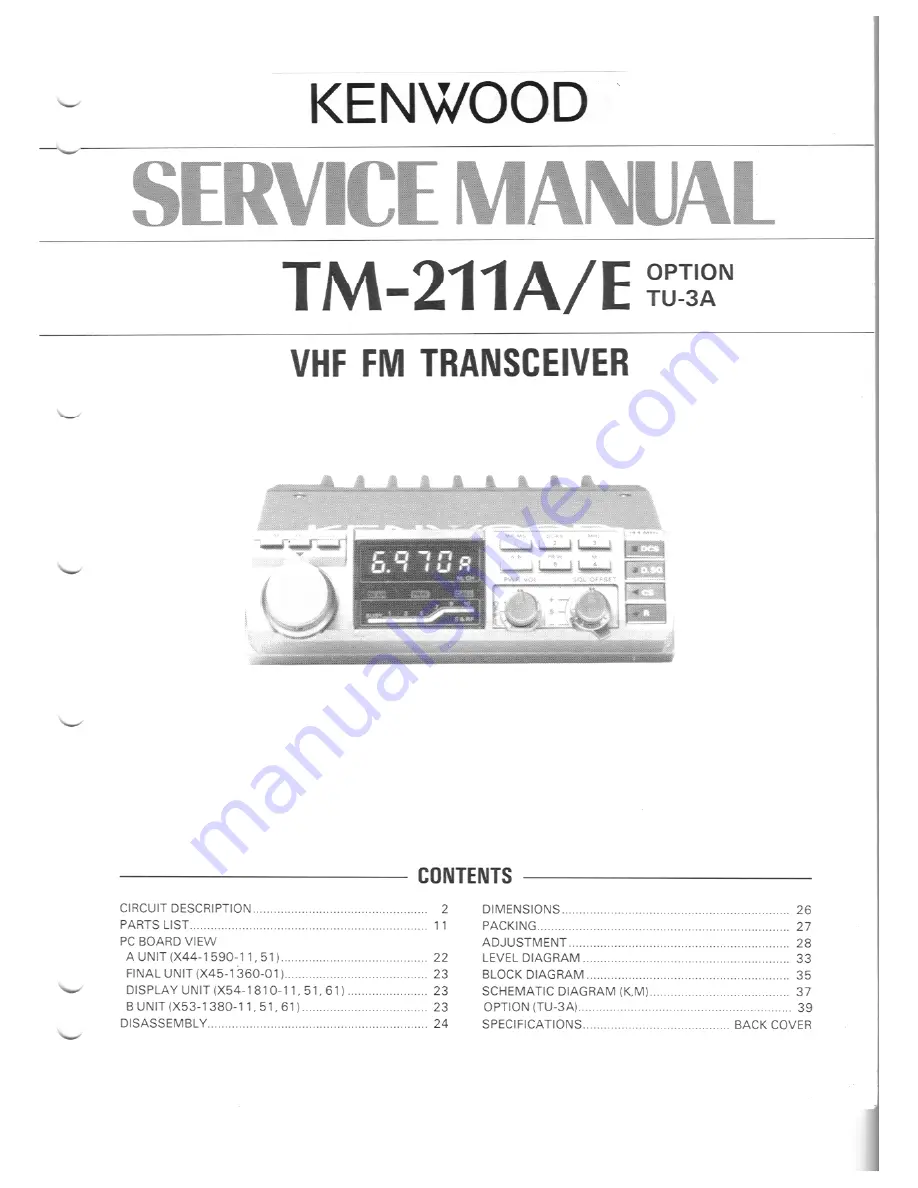 Kenwood TM-211A Service Manual Download Page 1