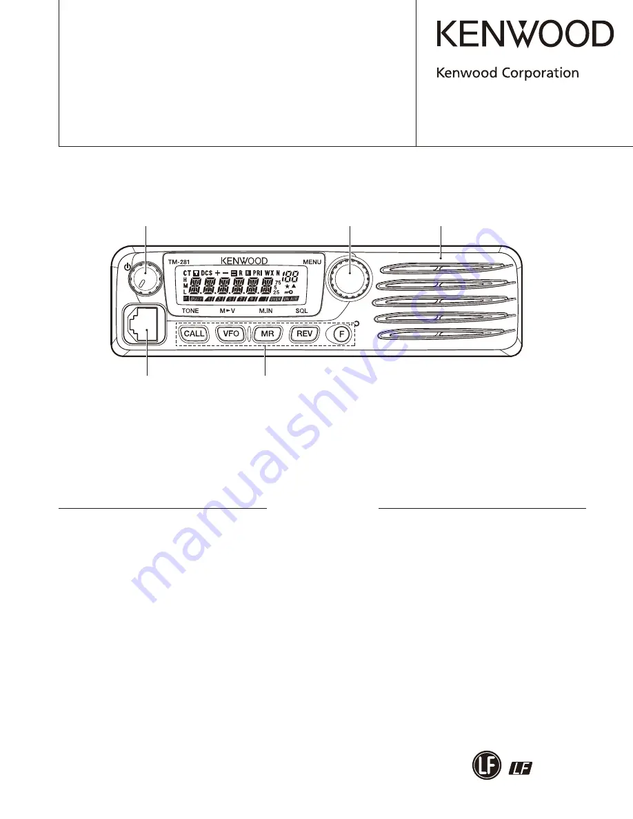 Kenwood TM-281A Service Manual Download Page 1