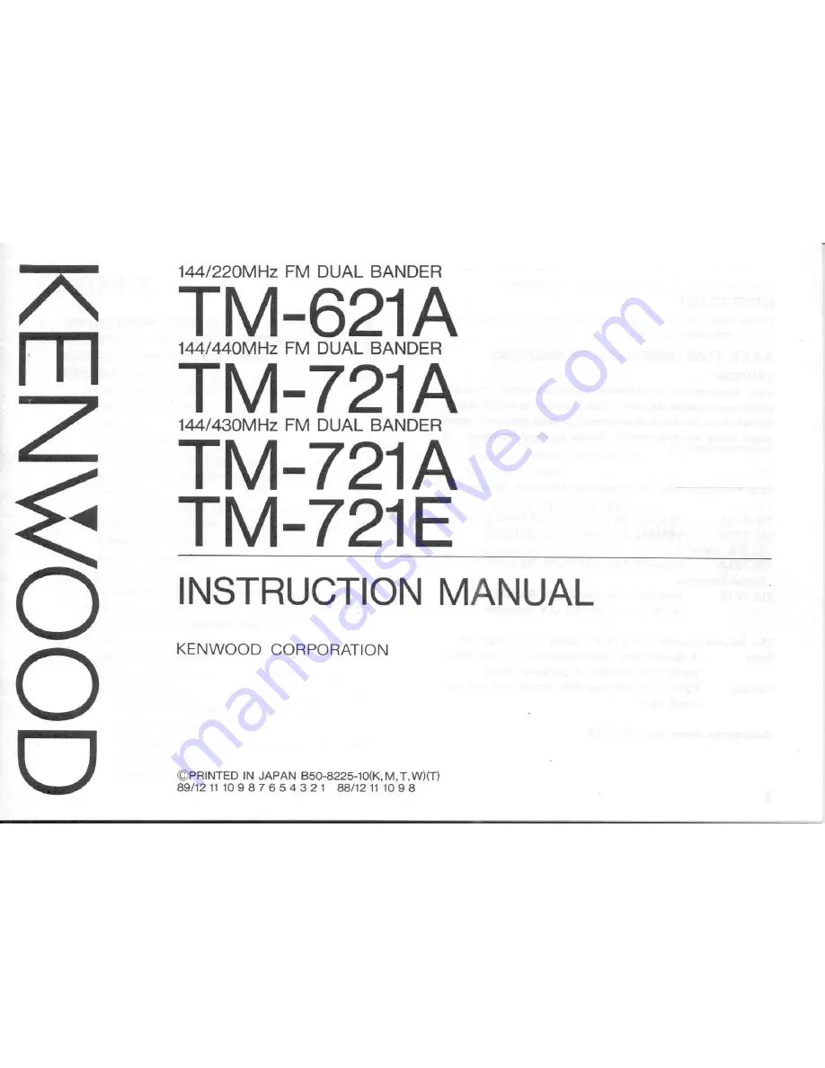 Kenwood TM-621A Instruction Manual Download Page 1