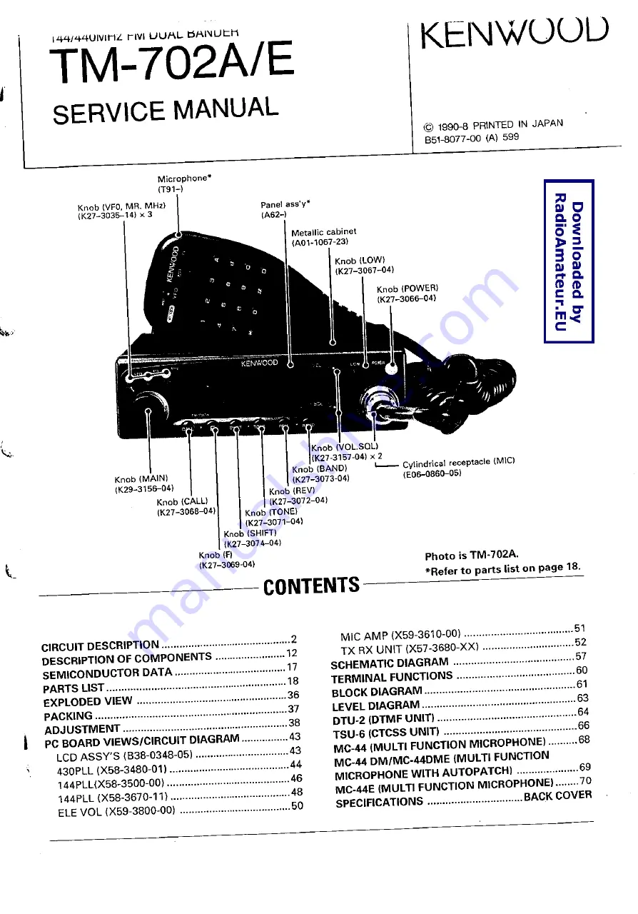 Kenwood TM-702A Service Manual Download Page 1